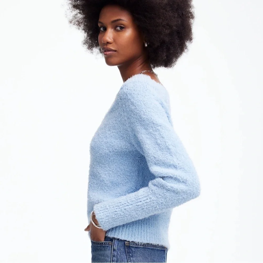 NWOT Madewell city blue Double V-Neck Sweater